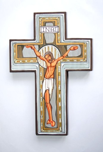 Pan Jezus na Krzyżu Krzyż na ścianę Ikona Autorska PISANA na drewnie