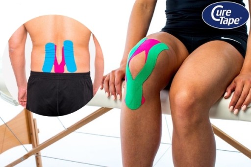 Taśma do kinesiotapingu tejpy CURETAPE CLASSIC do CIAŁA i TWARZY RÓŻOWA
