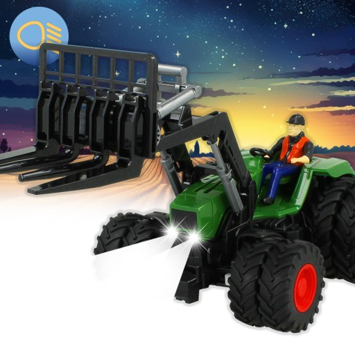 TRAKTOR ZDALNIE STEROWANY ŚWIATŁA LED ZABAWKA NA PILOTA PRZYCZEPKA FIGURKA