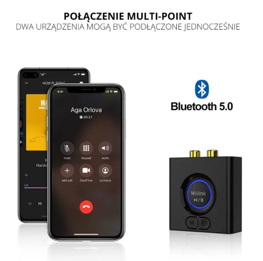 Аудиоресивер Bluetooth 5.0 Jack 2 RCA Miilink 1Mii ML200 aptX Диапазон 50 м