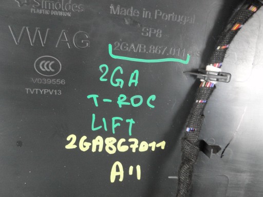 BOCZEK TAPICERKA DRZWI VW T-ROC 2GA LIFT 2G4867011 2G4867012