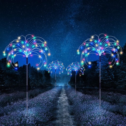СОЛНЕЧНАЯ ЛАМПА ДЛЯ УКРАШЕНИЯ САДА ДЕРЕВО ДАНДУЛЯРЫ ФЕЙЕРВЕРКИ 120 LED 4ШТ.