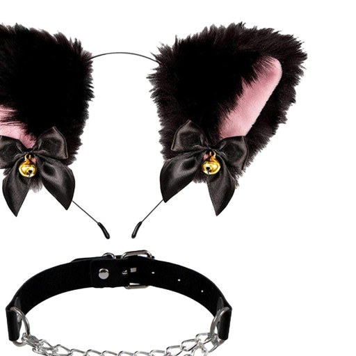 Kattenoren hoofdband i ледерен кеттинг аниме орен хаарбанд Chain Choker