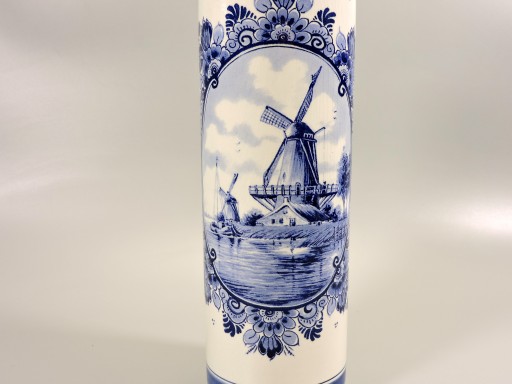 Butelka karafka obraz pejzaż wiatrak porcelana Delft antyk