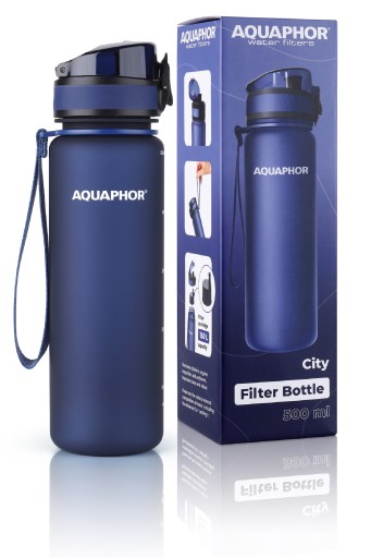Butelka filtrująca Bidon AQUAPHOR City 500 ml GRANATOWA + 2 WKŁADY