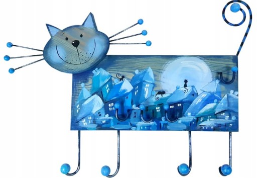 Деревянная вешалка TOM cat, ручная роспись, 53 см