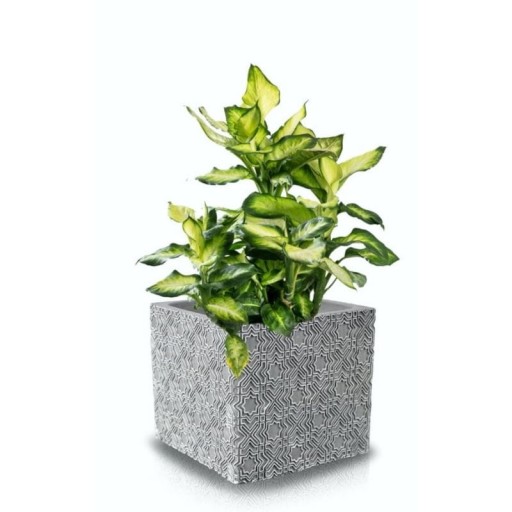 Серая бетонная крышка для цветочного горшка Etno Cube
