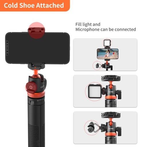 ШТАТИВ ДЛЯ ТЕЛЕФОНА UURIG 129 СМ 2 В 1 С ЗАЖИМОМ 360° GOPRO