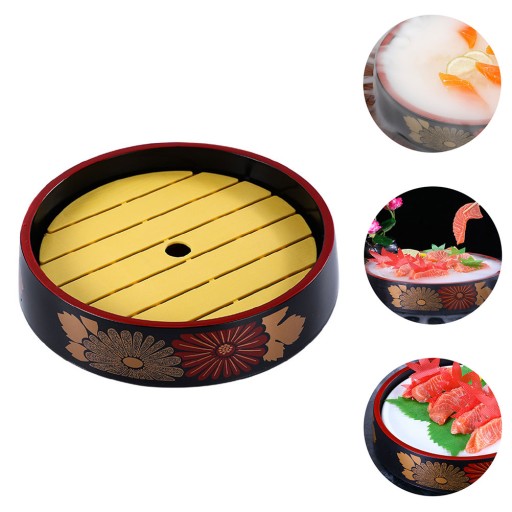 Wooden Round Tray Pallets Sushi Plate Snack Bowls