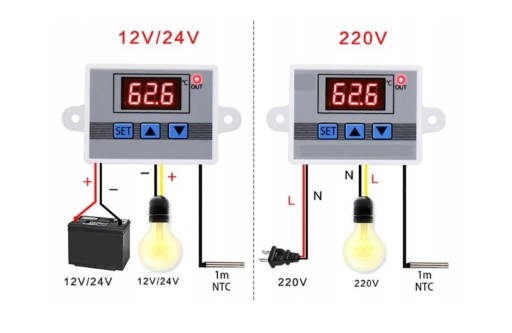 Regulator temperatury W3002 Termostat Elektroniczny zasilanie 12Vc