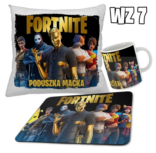 zestaw FORTNITE KUBEK + PODUSZKA + PODKŁADKA POD MYSZ + IMIĘ RÓŻNE WZORY