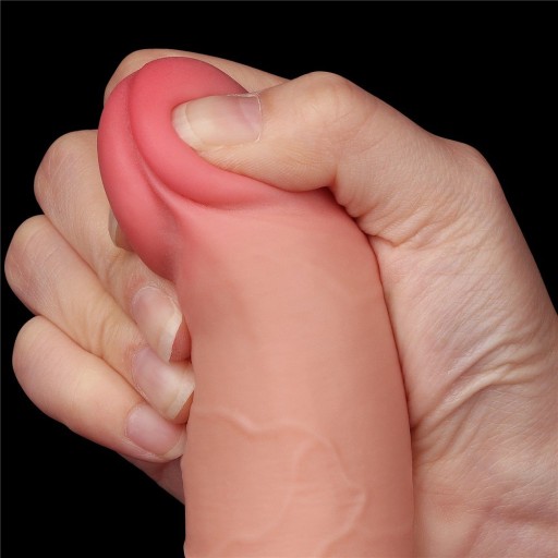 Dildo ruchoma skóra przyssawka naturalny 19cm