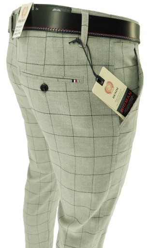 SPODNIE MĘSKIE JASNE W KRATĘ W32 86-88 CM