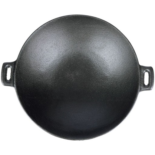 Wok ŻELIWNY duży patelnia głęboka azjatycka 30 cm