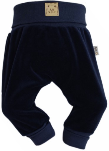 CIEPŁE PÓŁŚPIOCHY WELUROWE BEZ STÓP SPODNIE BAGGY Z WELURU 68 NAVY BLUE