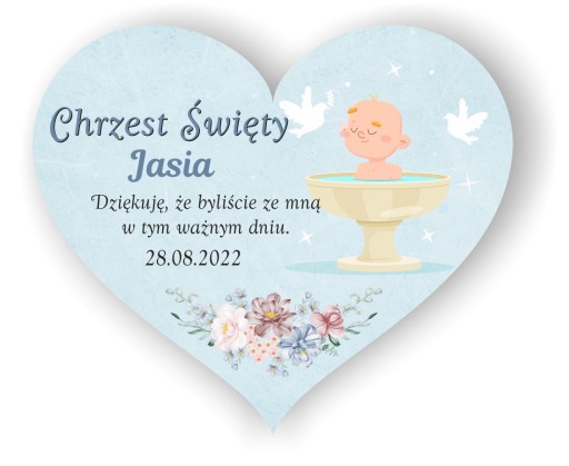 Magnes podziękowanie dla gości Chrzest Św. 10szt.