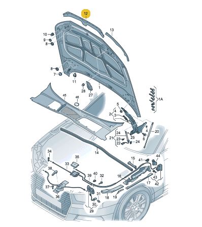 ПРОКЛАДКА КАПОТА ЦЕНТРАЛЬНАЯ AUDI A4 B9 8W0823124