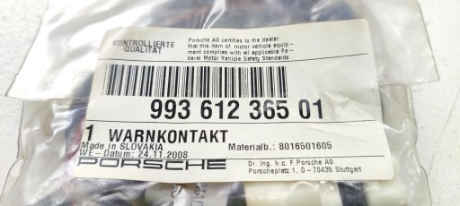 CZUJNIK ZUŻYCIA KLOCKÓW HAMULCOWYCH TYŁ PORSCHE 911/911 TURBO - 99361236501