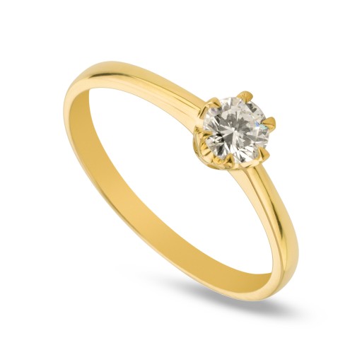 Золотое классическое кольцо Тест 0,585 с алмазом 0,33CT