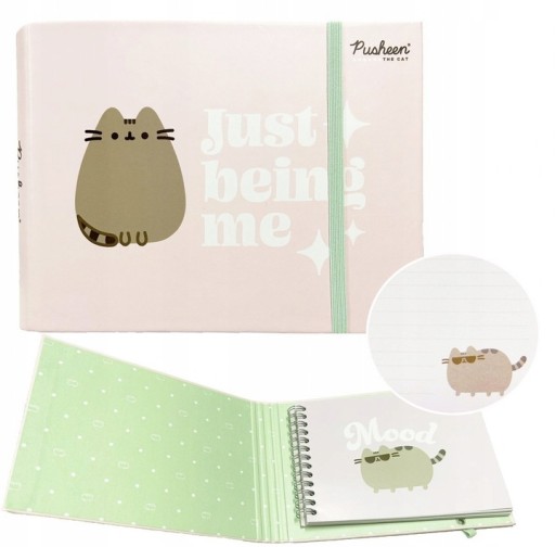 PAMIĘTNIK PUSHEEN Z GUMKĄ KOTEK