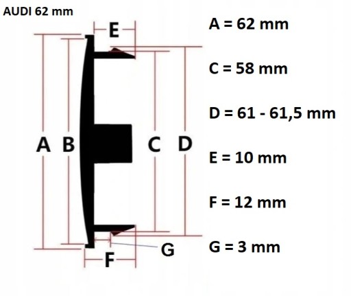 AUDI A4 A5 A6 A7 A8 КРЫШКИ КОЛПАКОВ 62мм 8T0601170