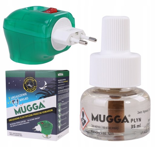 Elektrofumigator Mugga z wkładem 35 ml na komary do gniazdka noc środek