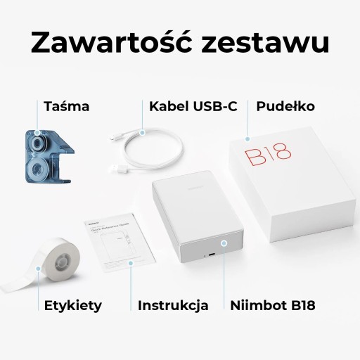 Термопринтер NIIMBOT B18 + рулон этикеток + термотрансферная лента