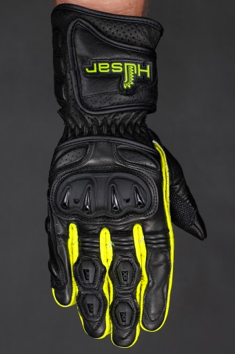 HUSAR ZR RACE fluo SKÓRZANE RĘKAWICE MOTOCYKLOWE