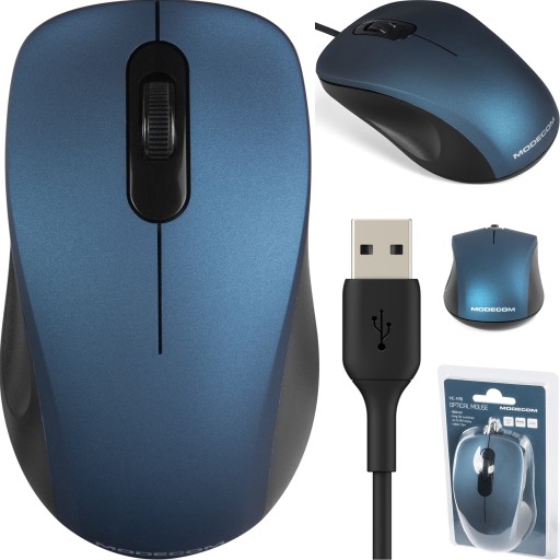 BEZKLIKOWA MYSZKA PRZEWODOWA USB CICHA TYPU SILENT DŁUGI PRZEWÓD USB 1,8 M.