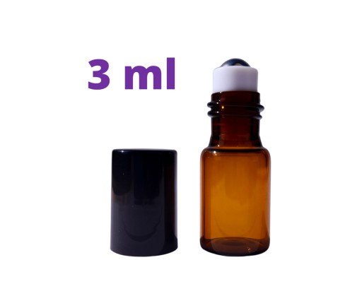 4x Butelka szklana 3ml typu roll-on brązowe szkło