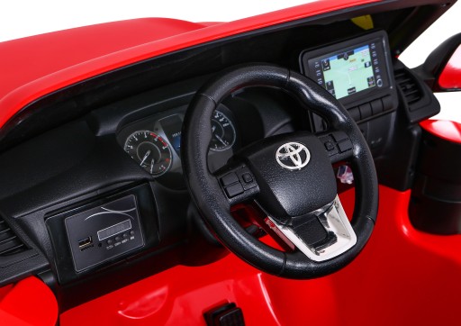 Автомобиль Toyota Hilux на аккумуляторе, красный, привод 4х4+MP3+LED