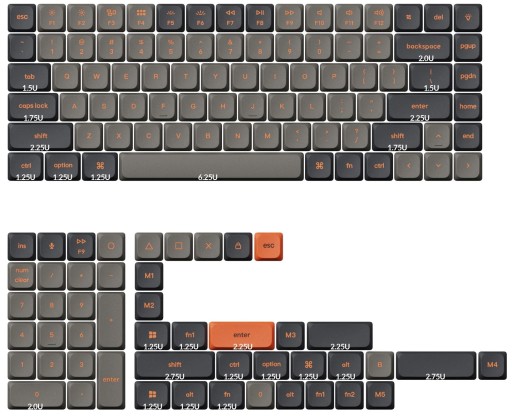 Колпачки для ключей Keychron, низкопрофильные колпачки для клавиш Double Shot PBT LSA, полный комплект из карбона