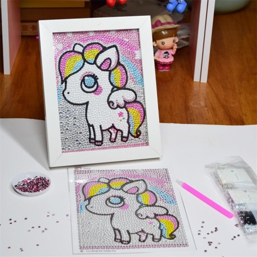 ZESTAW DIAMENTOWY HAFT MOZAIKA DIAMOND PAINTING JEDNOROŻEC UNICORN + RAMKA