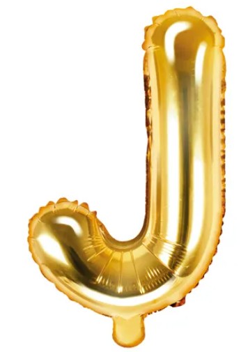 BALON FOLIOWY ZŁOTY LITERA J 1 18 50 URODZINY 35cm