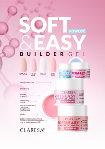 CLARESA СТРОИТЕЛЬНЫЙ ГЕЛЬ SOFT&EASY CLEAR 45G