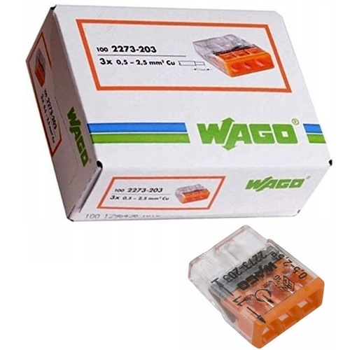 Электрический разъем WAGO 3-PIN, кабельный разъем, 10 шт.