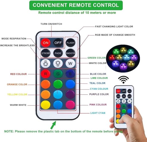 12 БЕСПРОВОДНЫХ СВЕТОДИОДНЫХ ЛАМП RGB С ДИСТАНЦИОННЫМ УПРАВЛЕНИЕМ