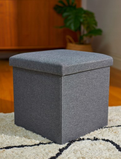 Пуф складной с местом для хранения серый SMUKEE 38x38x38