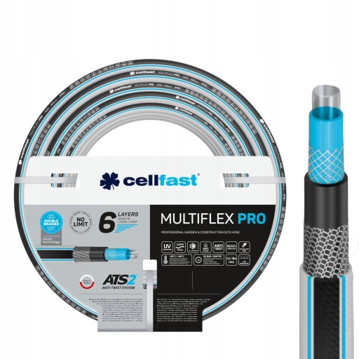 САДОВЫЙ ШЛАНГ CELLFAST 6-СЛОЙНЫЙ MULTIFLEX PRO ATS2 3/4'' 50 м 13-822 ПОЛИЦ.
