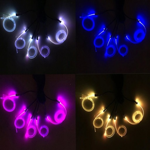 6x EL WIRE FIBER OPTIC LED RGB AMBIENT PILOT 2x8m