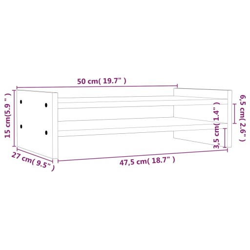 VidaXL Подставка для монитора, 50x27x15 см, массив дерева