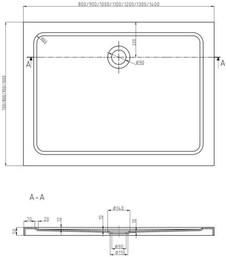 MEXEN FLAT BRODZIK PROSTOKĄTNY SLIM 80 x 70 CM CZARNY