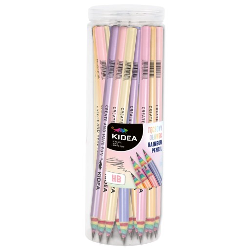OŁÓWEK SZKOLNY TĘCZOWY PASTELOWY BŁYSZCZĄCY HB mix KIDEA
