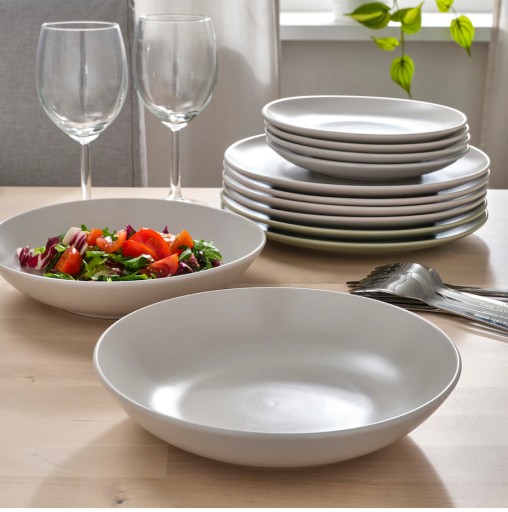 IKEA FARGKLAR Тарелка глубокая Матовый серый 23см 4шт