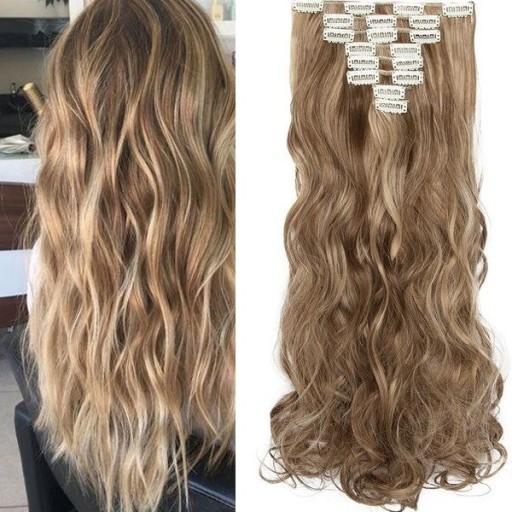 Doczepiane włosy clipin 65cm blond orzechowy brąz