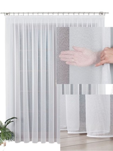 Firany Na Markizecie Firana Z Ołowianką Biała Z Taśmą Klasyczna sz210x240