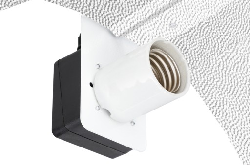 РЕФЛЕКТОР PEARLPRO 47x47x11см для HPS, MH, CFL + РОЗЕТКА E40 + МОНТАЖНАЯ КОРОБКА.
