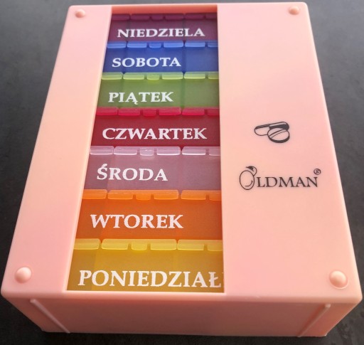 POJEMNIK ORGANIZER NA LEKI LEKARSTWA PIGUŁKI OLDMAN KASETKA 7 dni 4 pory