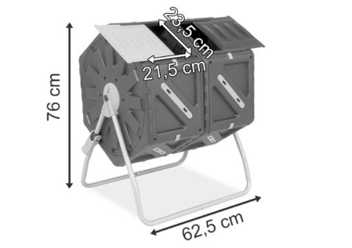 ДВУХКАМЕРНЫЙ ВРАЩАЮЩИЙСЯ КОМПОСТЕР 2x70л DUAL 76x63 см