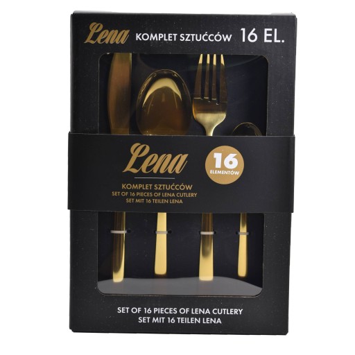 Komplet sztućców w pudełku złoty LENA 16 elementów